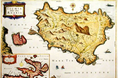 una mappa storica dell'isola d'ischia